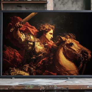 Oil Painting Alexander the Great Baroque Style, Fine Art Historical Warrior, Majestic Conqueror Canvas, Classical Hero Atmosphere, Oil Art