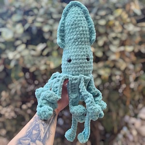 Crochet Squid Stuffed Animal - Emotional Support Anxiety Plush - Cute Gift for Kids Anniversary Present