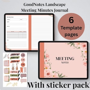 Pink Digital Meeting Notebook: GoodNotes Notability Compatible (PDF Download)
