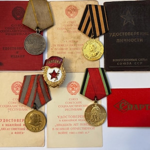 USSR WWII veteran medal group. Complete Soviet-German Patriotic War award set