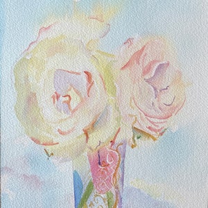 Aquarelle originale sur papier, série roses, 2003