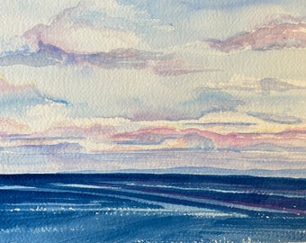 seaburn beach, original watercolor, seaburn beach, sunderland, england series 2005, 12x9 inches