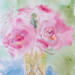 oryginalna akwarela na papierze, seria różana, 2003, 9x12 cali, bez ramy