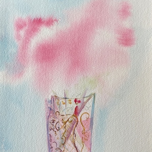 acquerello originale su carta, serie rose, 2003, 9x12 pollici senza cornice