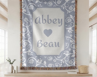 Personalized Couple Blanket Gift, Custom Couple Gift, Anniversary Gift, Custom Woven Throw For Wedding, Custom Unique Gift for Wife Her