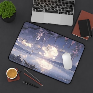 Cute Aesthetic Purple Desk Mat, Lofi Desk Mat, Cute Desk Mat, Gamer Girl Desk, Gaming Mousepad, Purple Pastel Mousepad, Cute Gaming Set