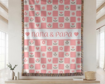 Manta personalizada para abuela, manta personalizada para mamá, manta familiar personalizada, manta con nombre personalizado, regalo para el Día de la Madre, regalo para la abuela