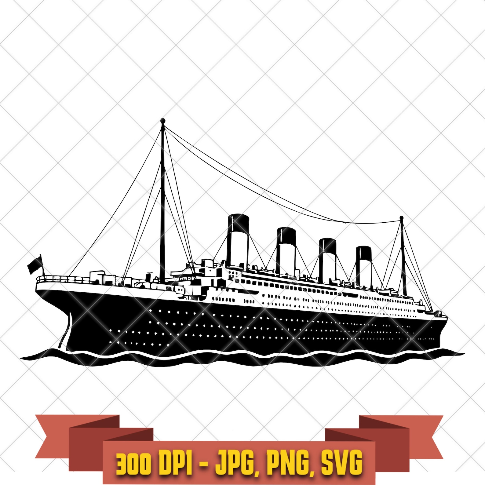 RMS Titanic Side Profile SVG, Historic Ocean Liner Cut File in the History collection by KleanKutChaos.