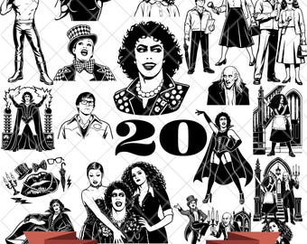 20 Rocky Horror Picture Show SVG-paket, Frank N Furter-klippfiler
