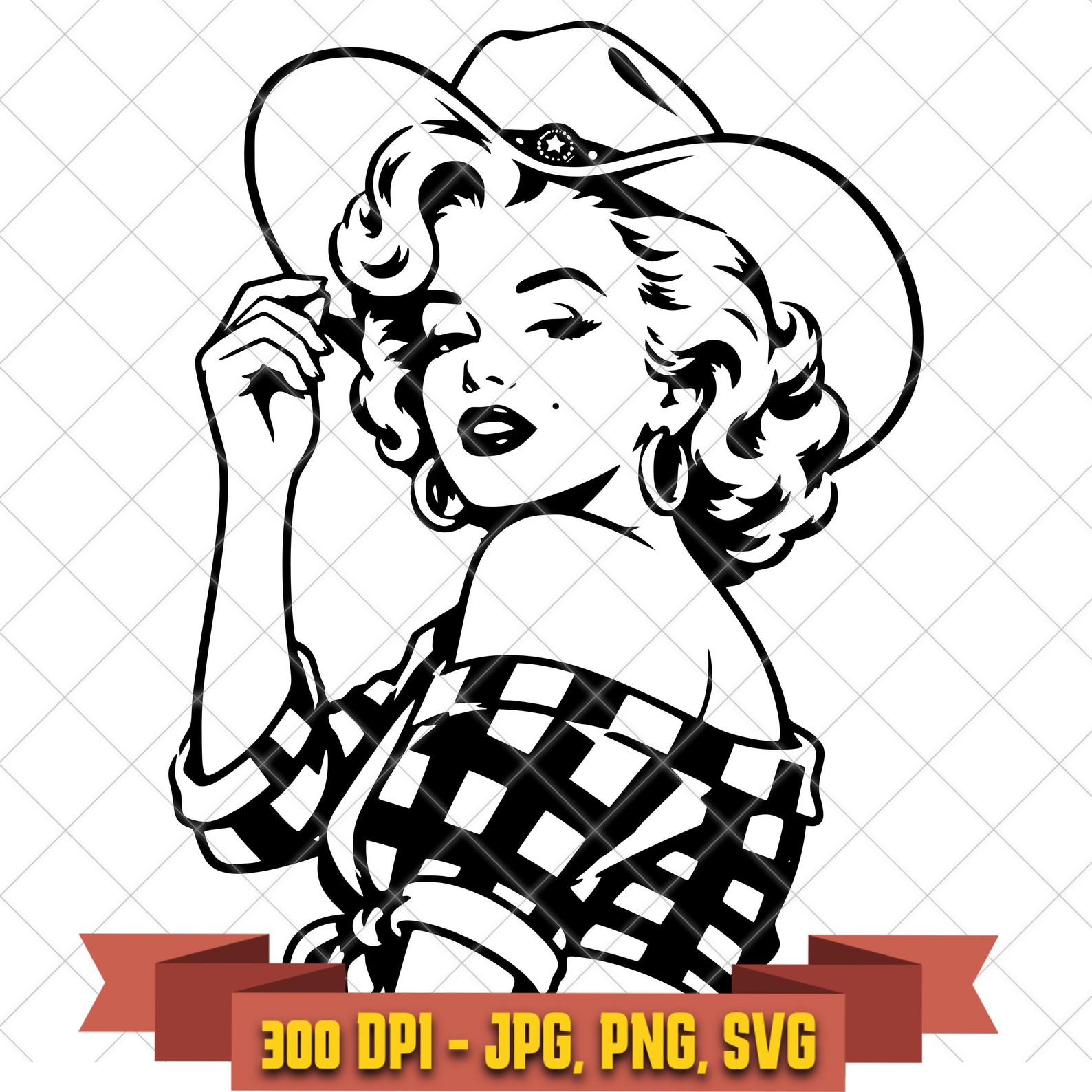 Marilyn Monroe Cowgirl SVG, Western Pinup Cowboy Hat Cut File in the Marilyn Monroe collection by KleanKutChaos.