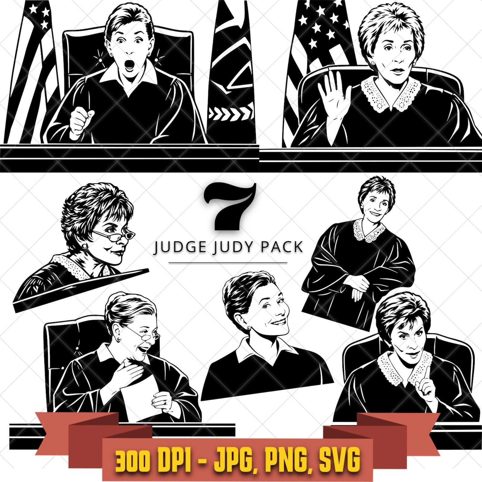 Judge Judy Courtroom Clipart Pack, Legal Drama PNG, Lawyer Humor SVG Files digital design bundle in the Celebrities collection by KleanKutChaos.