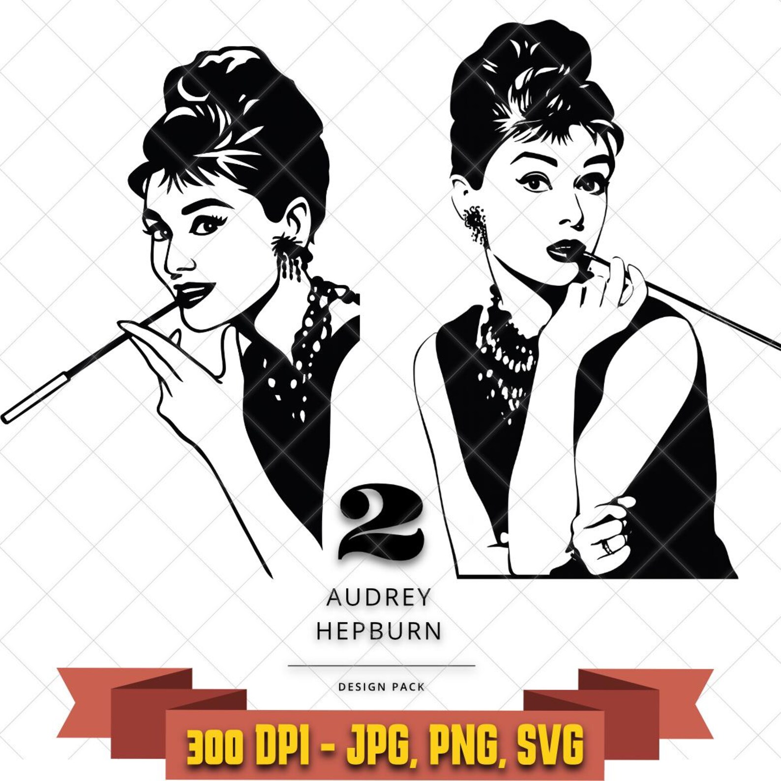 Audrey Hepburn Breakfast at Tiffany's SVG Bundle | Retro Clipart (Digital Files) in the Celebrities collection by KleanKutChaos.