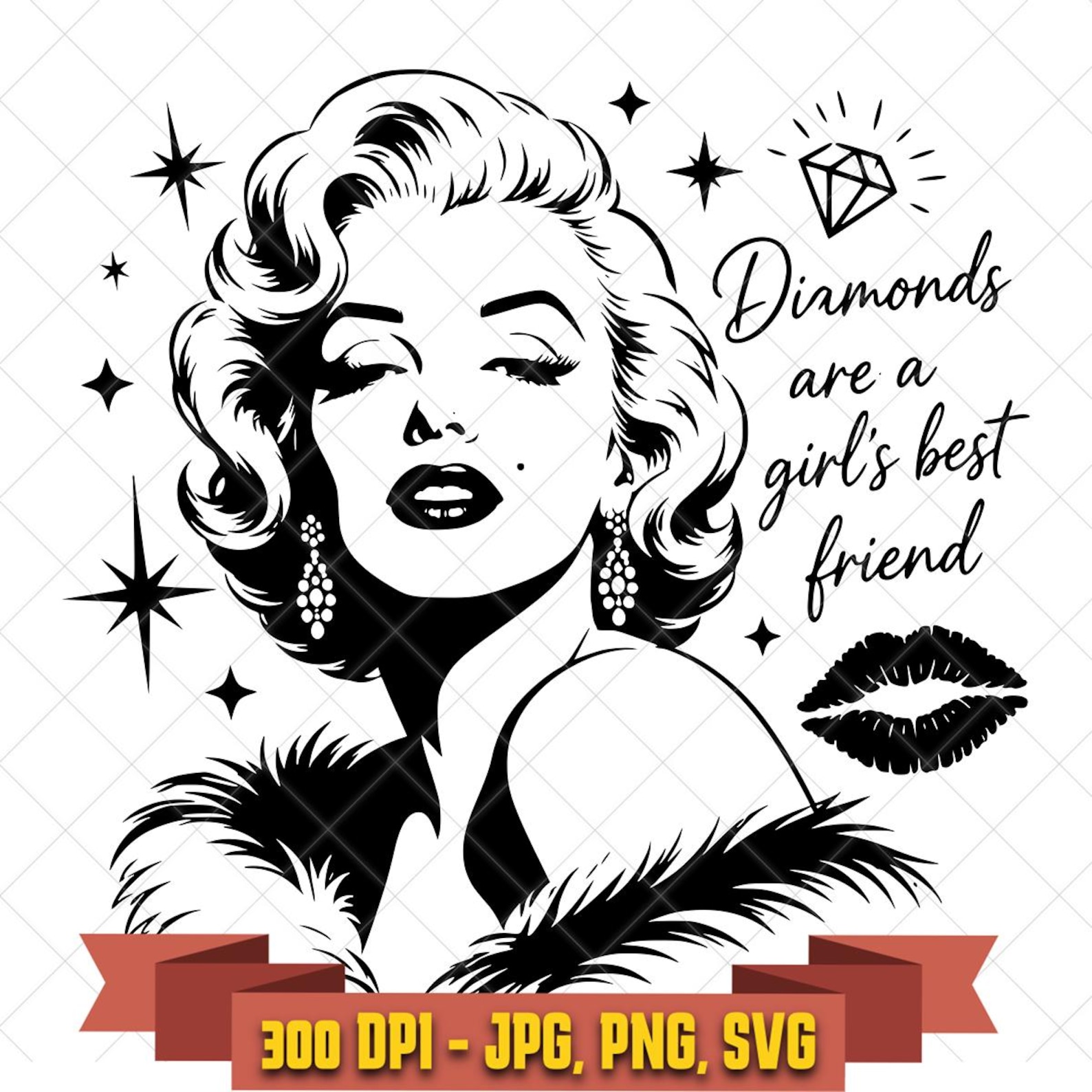 Marilyn Monroe Portrait SVG | Vintage Glam Hollywood Silhouette Cut File in the Marilyn Monroe collection by KleanKutChaos.