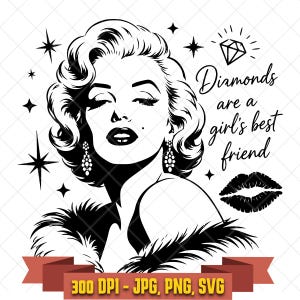 Marilyn Monroe Portrait SVG | Vintage Glam Hollywood Silhouette Cut File (Digital Download)