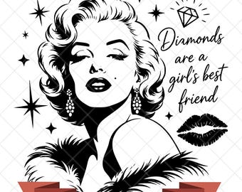Vintage-Glamour-Porträt (SVG-Datei), Diamant-Zitat und Sternenakzente