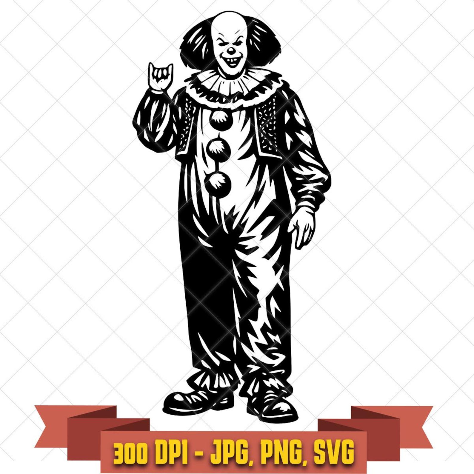 1990 Pennywise SVG, Stephen King's It Horror Clown Cut File in the Horror/Halloween collection by KleanKutChaos.