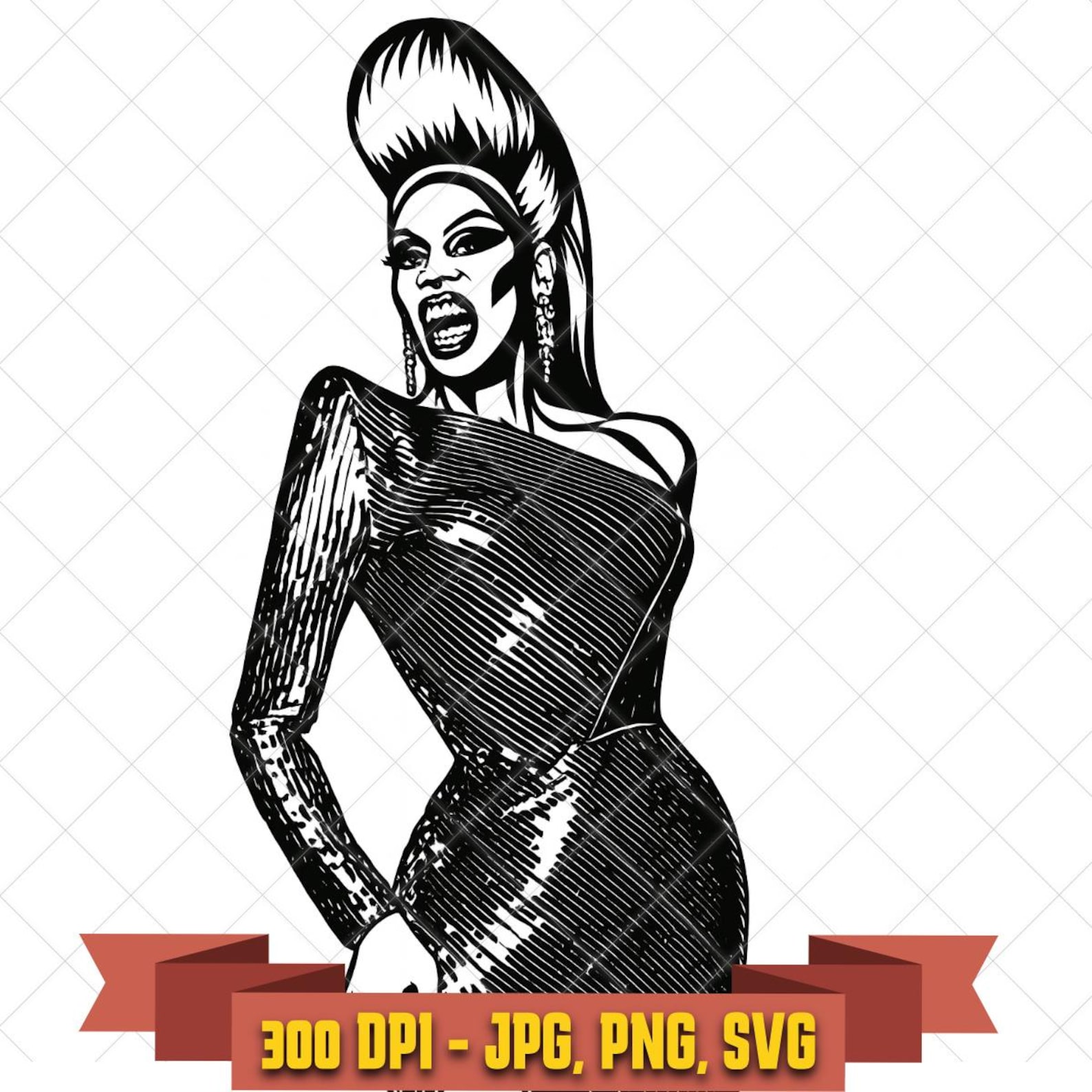 RuPaul Line Art SVG, Drag Queen Icon in the LGBTQ collection by KleanKutChaos.