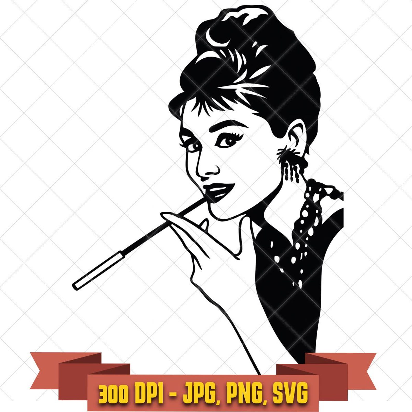 Audrey Hepburn SVG, Classic Hollywood Icon Decal in the Celebrities collection by KleanKutChaos.