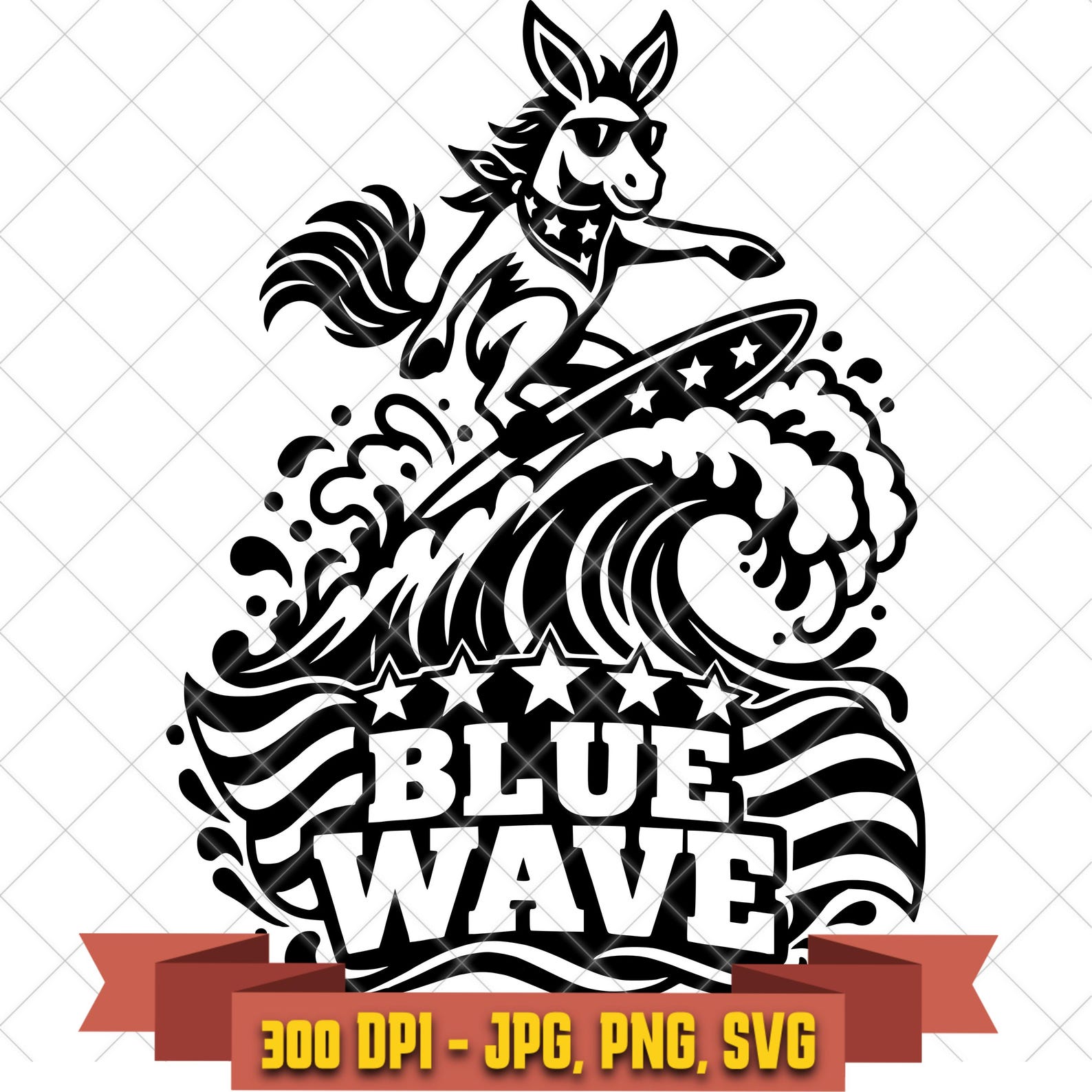 Blue Wave SVG, Surfing Democrat Donkey Political Cut File in the Politics collection by KleanKutChaos.