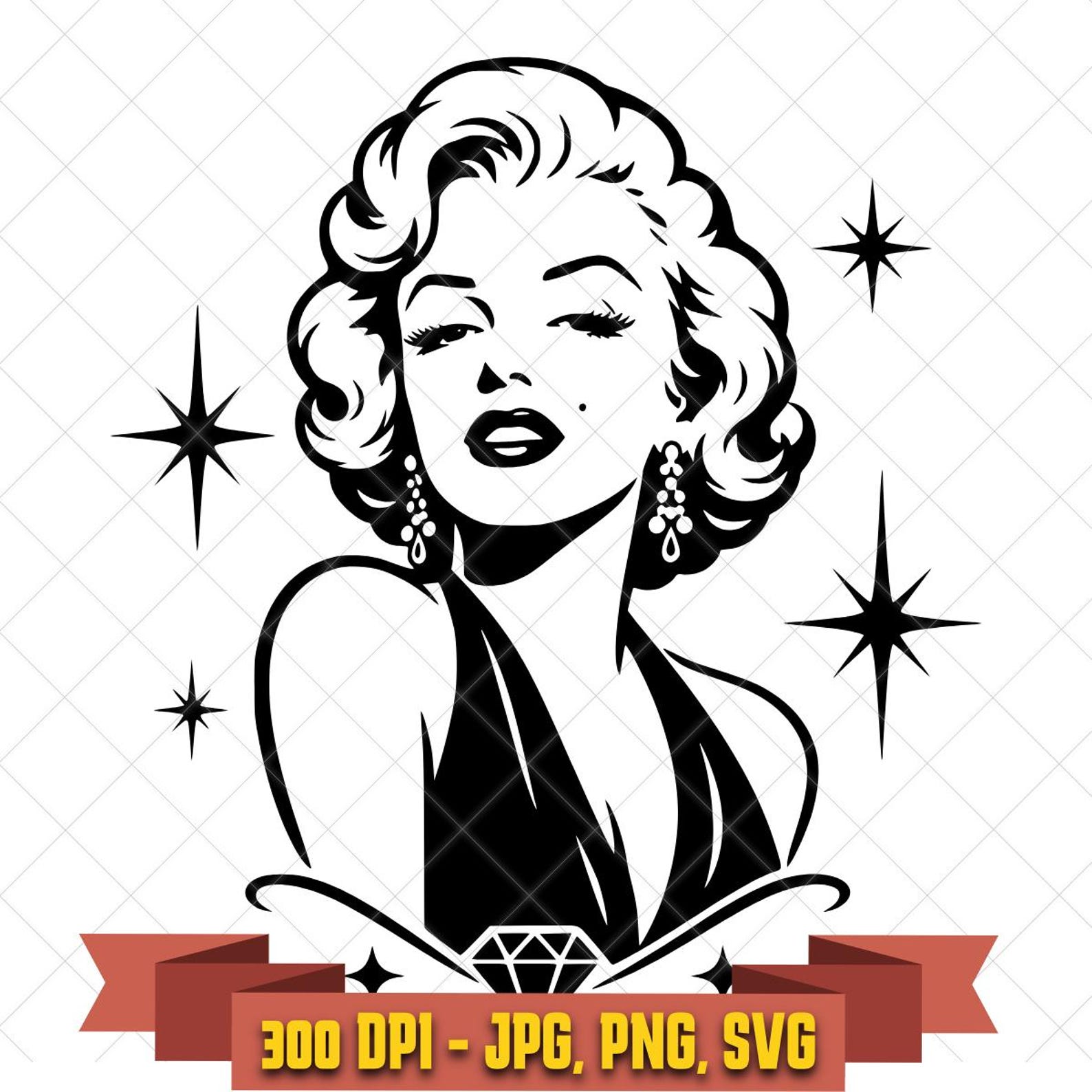 Marilyn Monroe Portrait SVG | Vintage Glam Hollywood Silhouette Cut File in the Marilyn Monroe collection by KleanKutChaos.