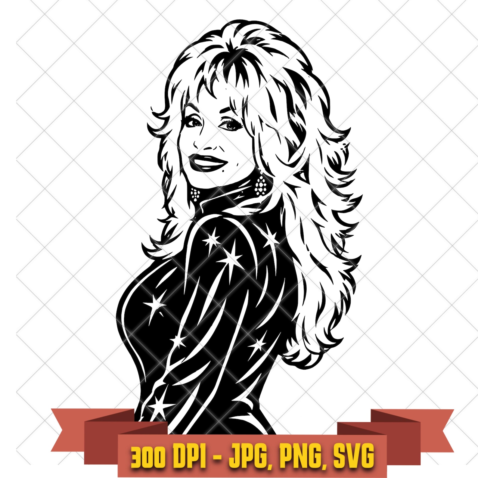 Dolly Parton Side Portrait SVG, Country Music Glam Cut File, PNG JPG in the Music Artists collection by KleanKutChaos.
