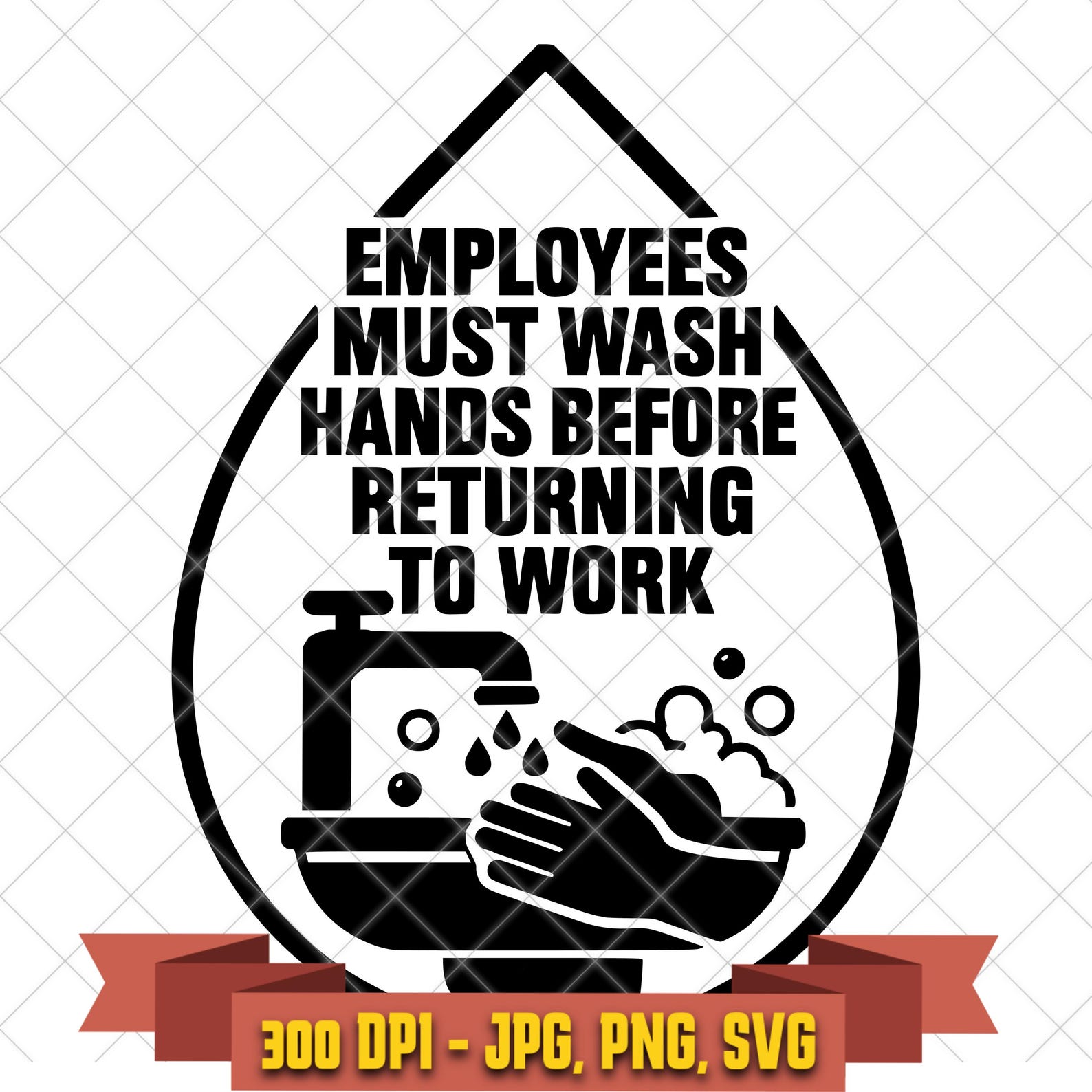 Employees Must Wash Hands SVG, Workplace Bathroom Sign Cut File in the Business Graphics collection by KleanKutChaos.