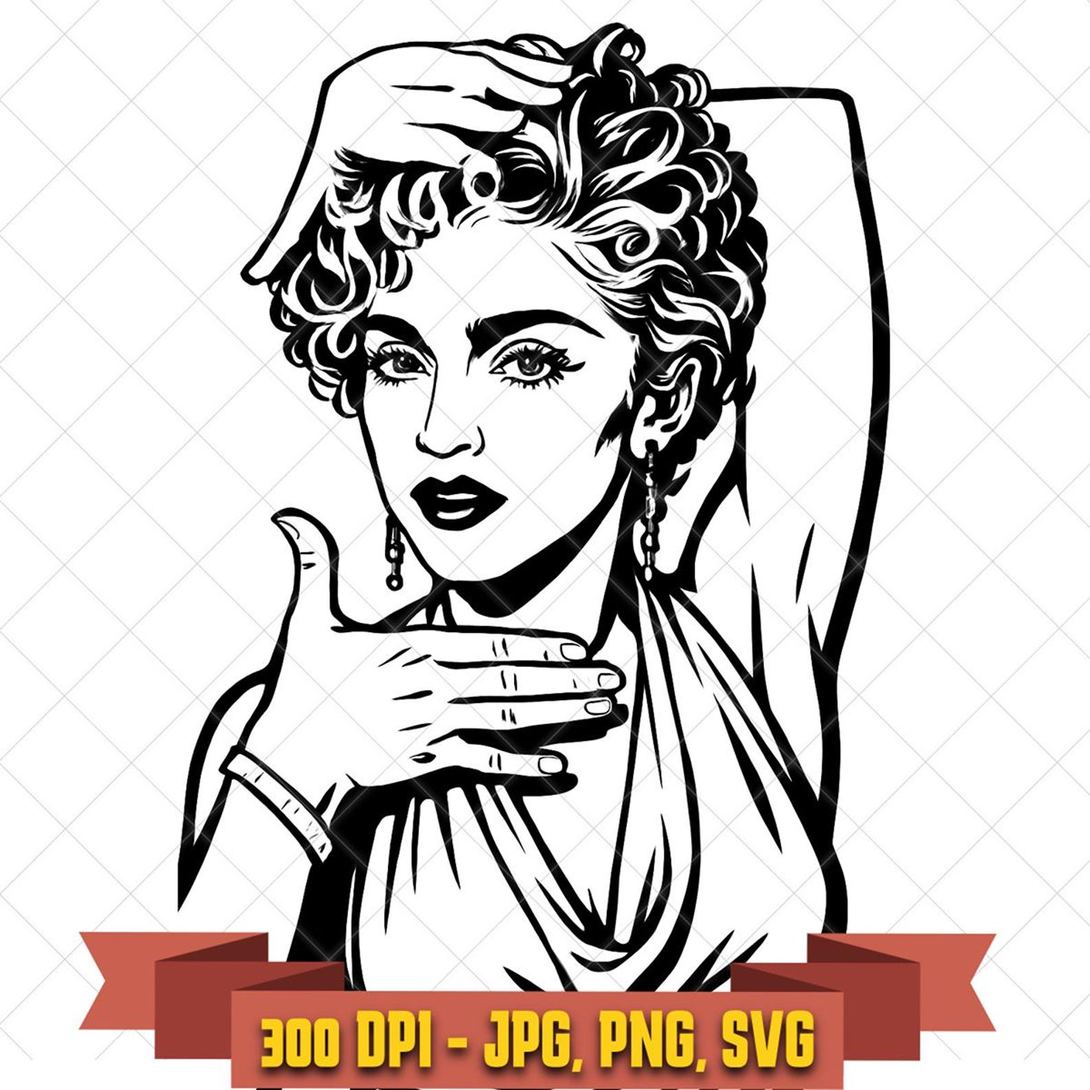Elegant Retro Madonna Silhouette SVG | Pin-Up Vector in the Music Artists collection by KleanKutChaos.