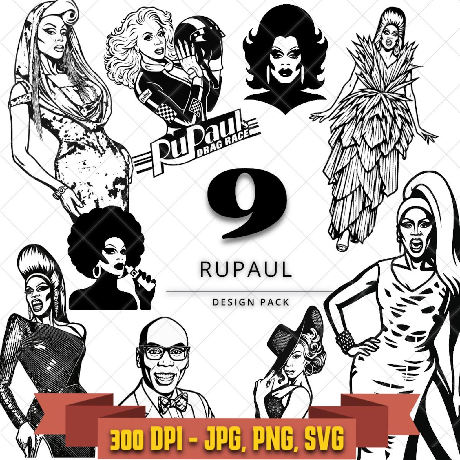 RuPaul Drag Race Clipart Bundle | Queen of Drag SVG PNG JPG in the LGBTQ collection by KleanKutChaos.