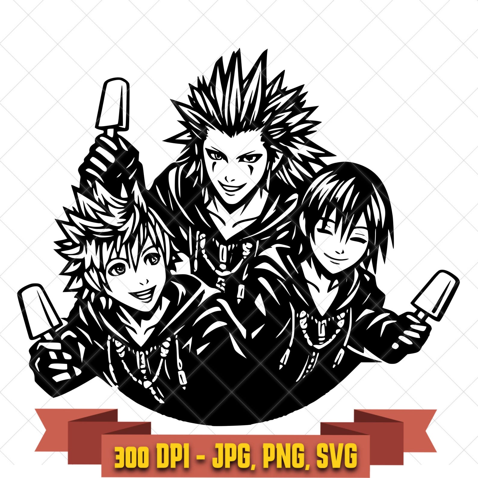 Anime Trio Heroes SVG | Fantasy Adventure Gamer Cut File in the Anime collection by KleanKutChaos.