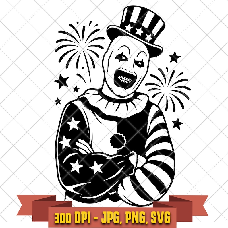 Creepy patriotic horror clown digital cut-file design