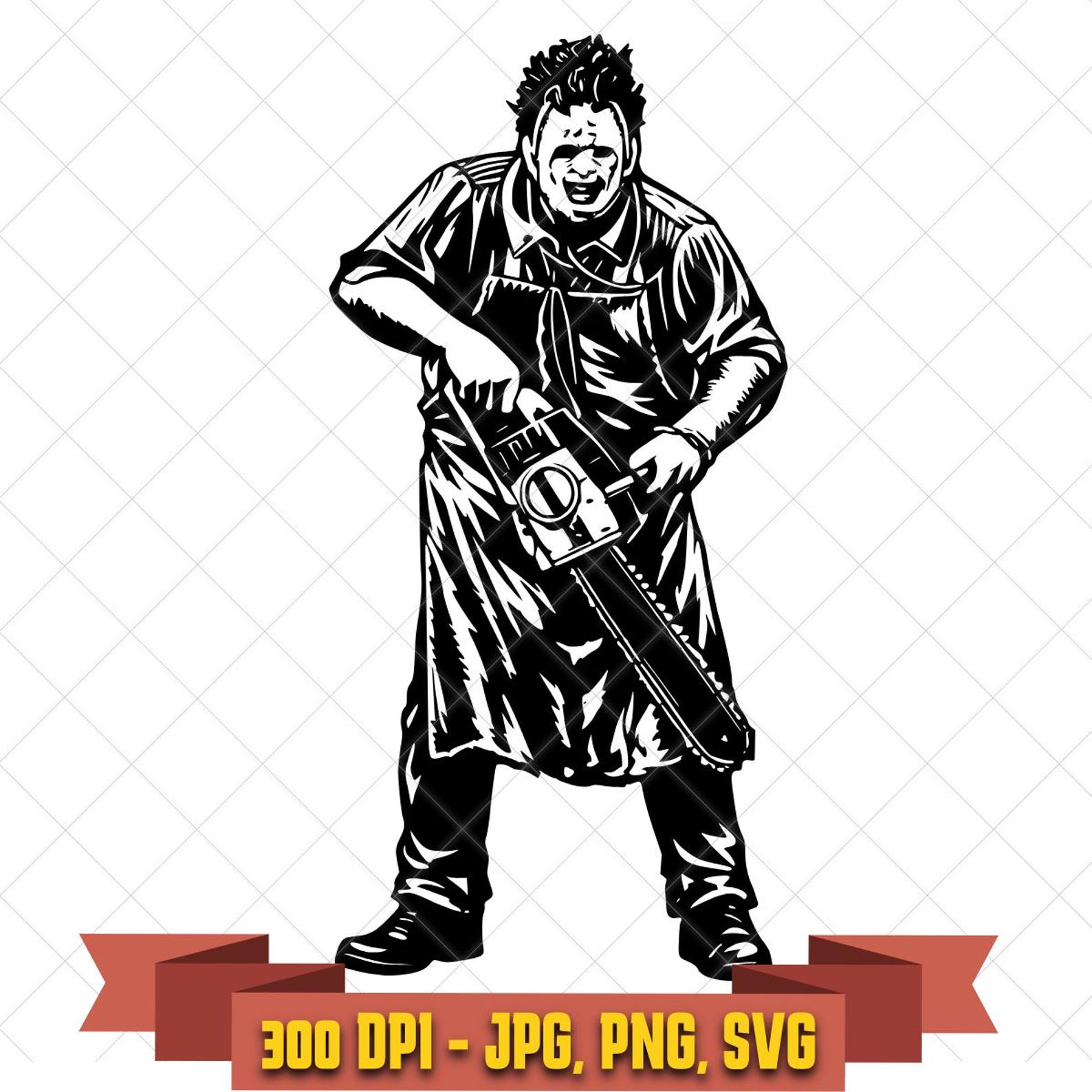 Chainsaw Slasher SVG | Masked Butcher Horror Cut File | Creepy Killer PNG JPG in the Horror/Halloween collection by KleanKutChaos.