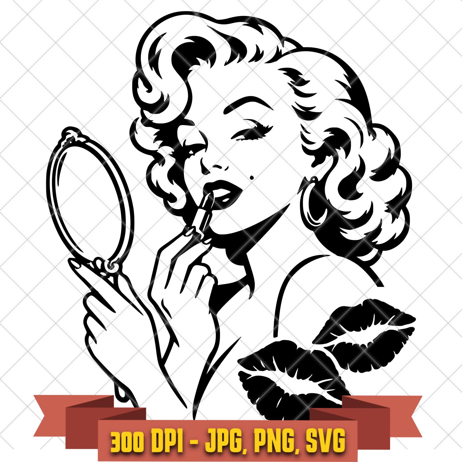 Marilyn Monroe Lipstick SVG, Vintage Hollywood Glamour PNG in the Marilyn Monroe collection by KleanKutChaos.