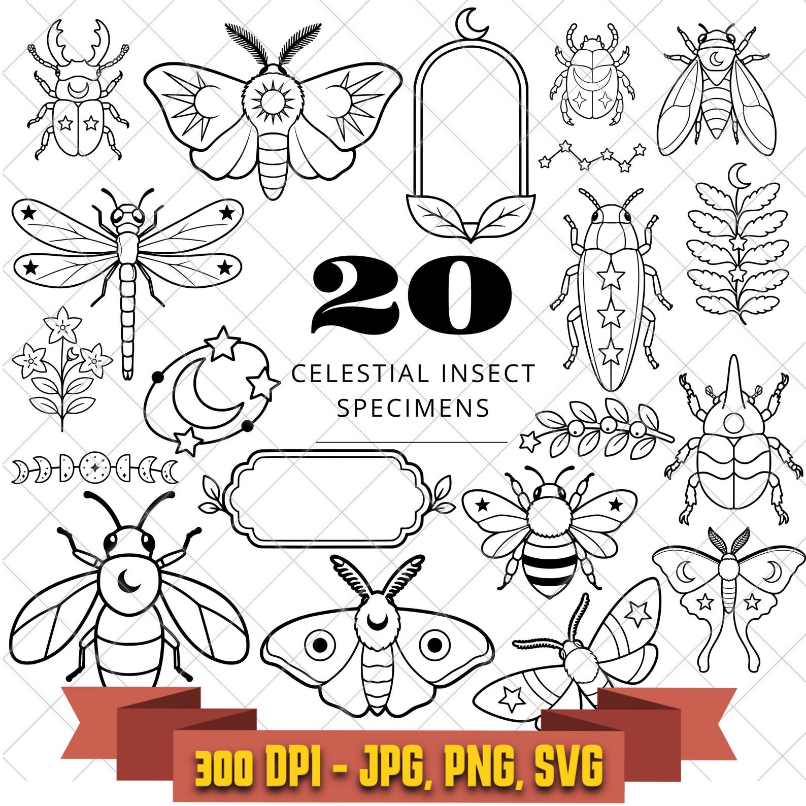 Protected listing preview for a gothic celestial design.