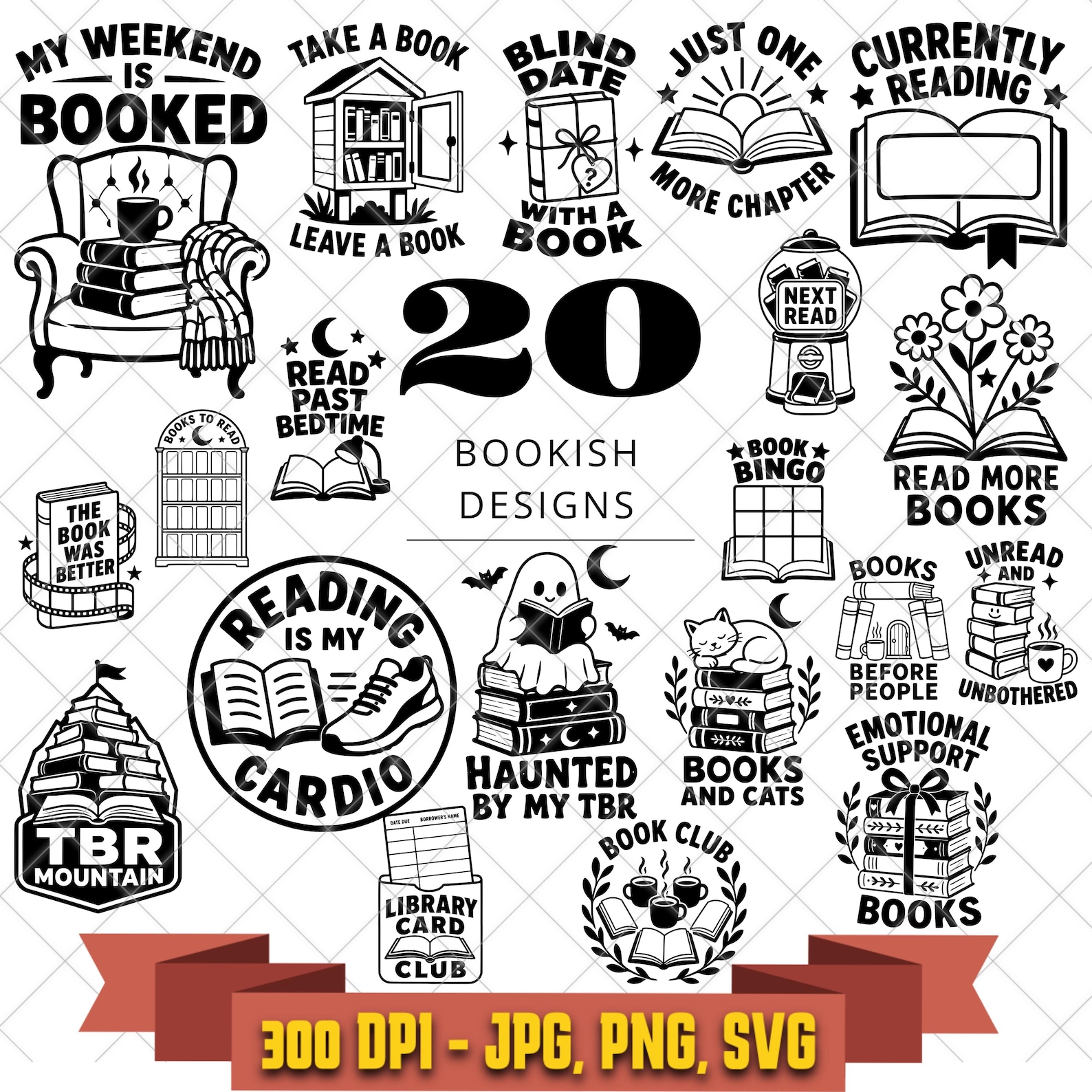 Protected listing preview for the bookish designs bundle.