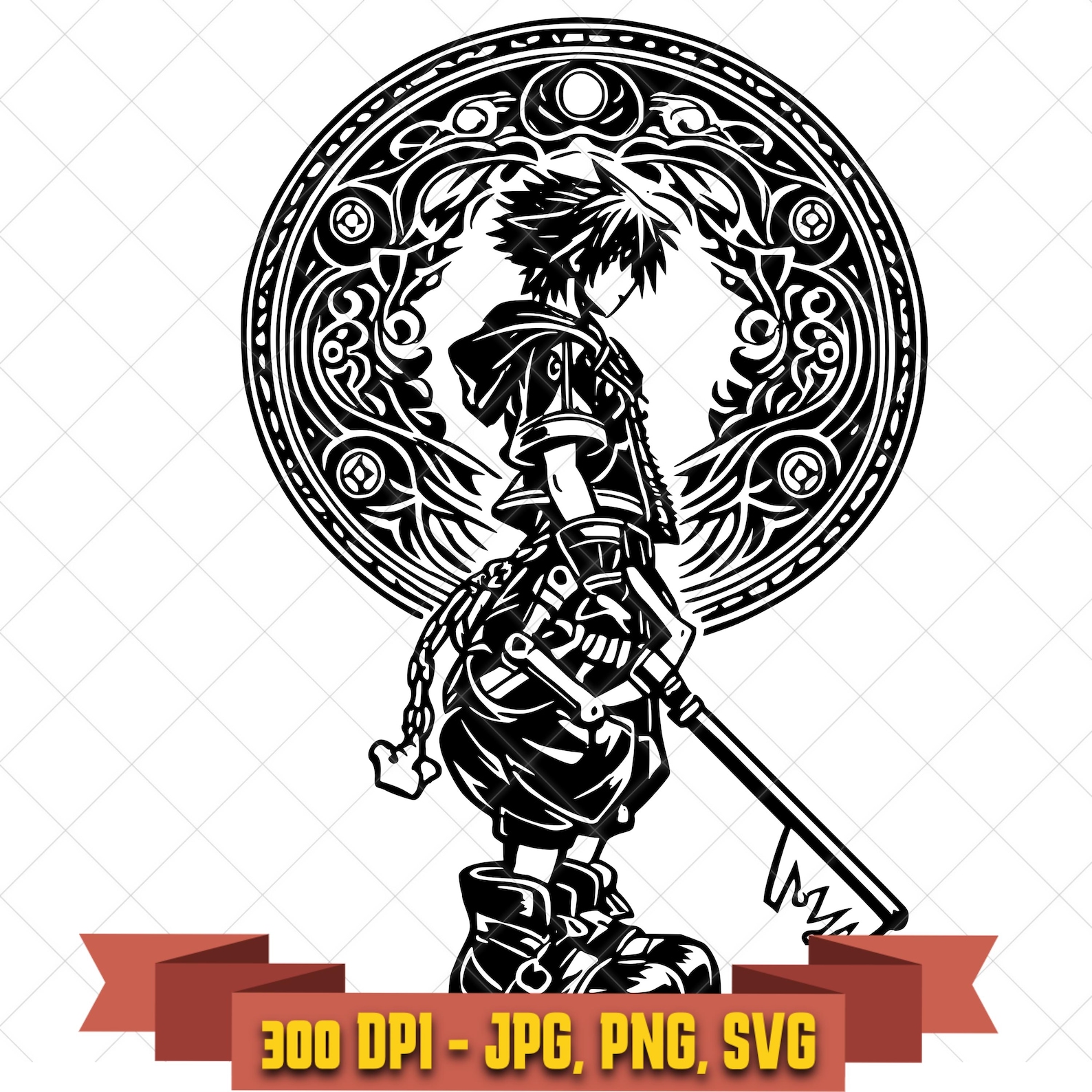 Protected listing preview for an anime fantasy key emblem design.