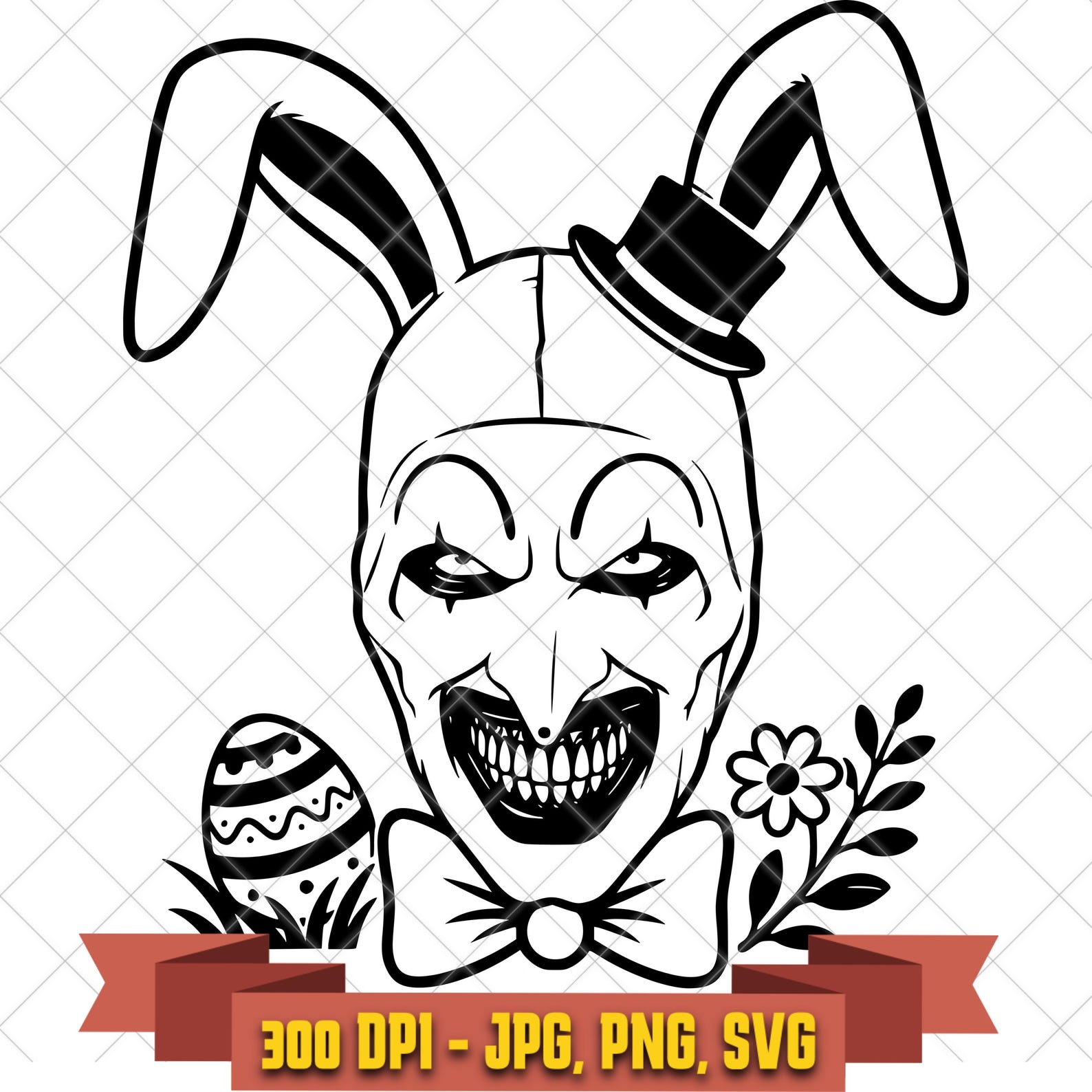 Art the Clown Easter SVG, Terrifier Bunny Horror Cut File in the Horror/Halloween collection by KleanKutChaos.
