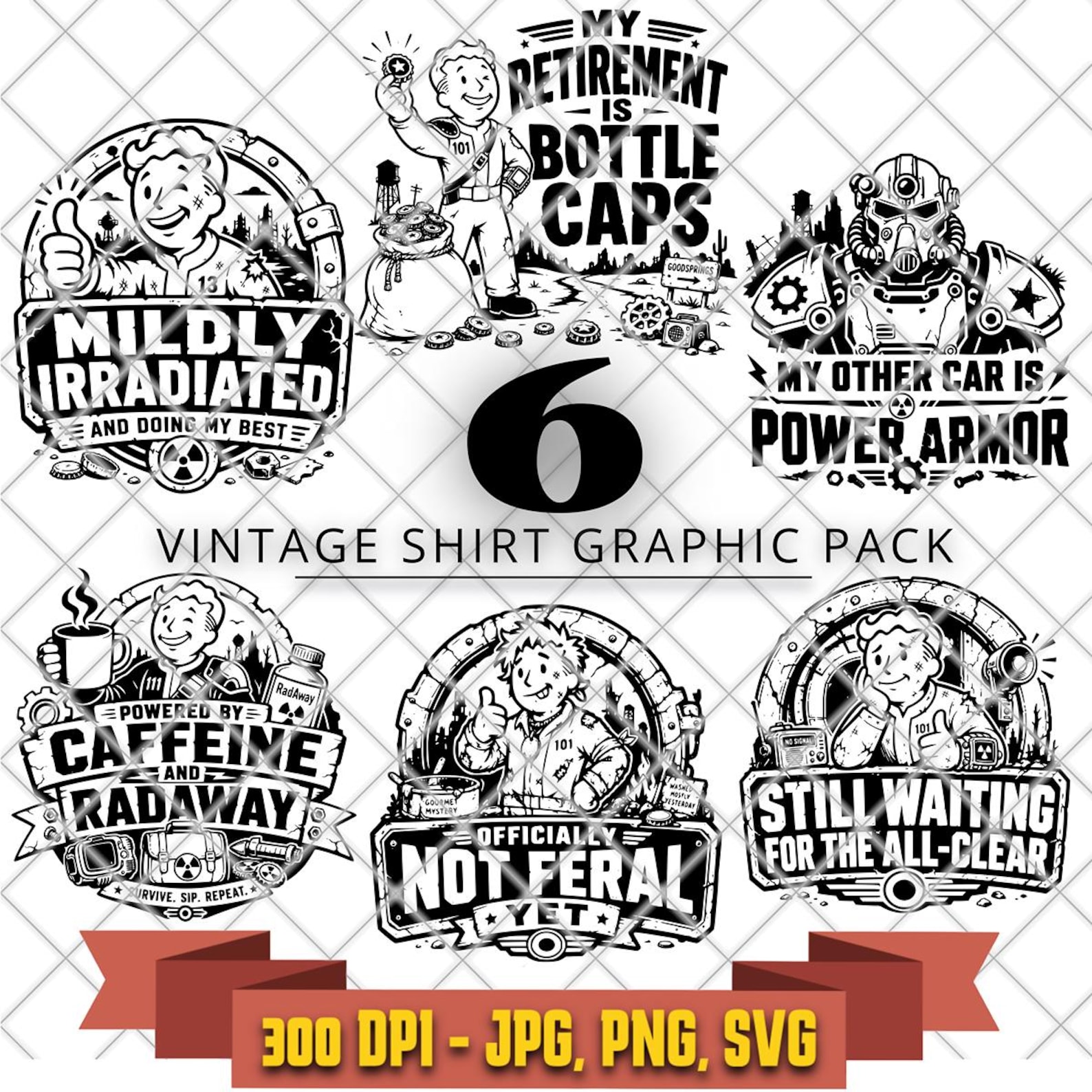 Post Apocalyptic SVG Bundle | Retro Wasteland Shirt Designs in the SciFi collection by KleanKutChaos.