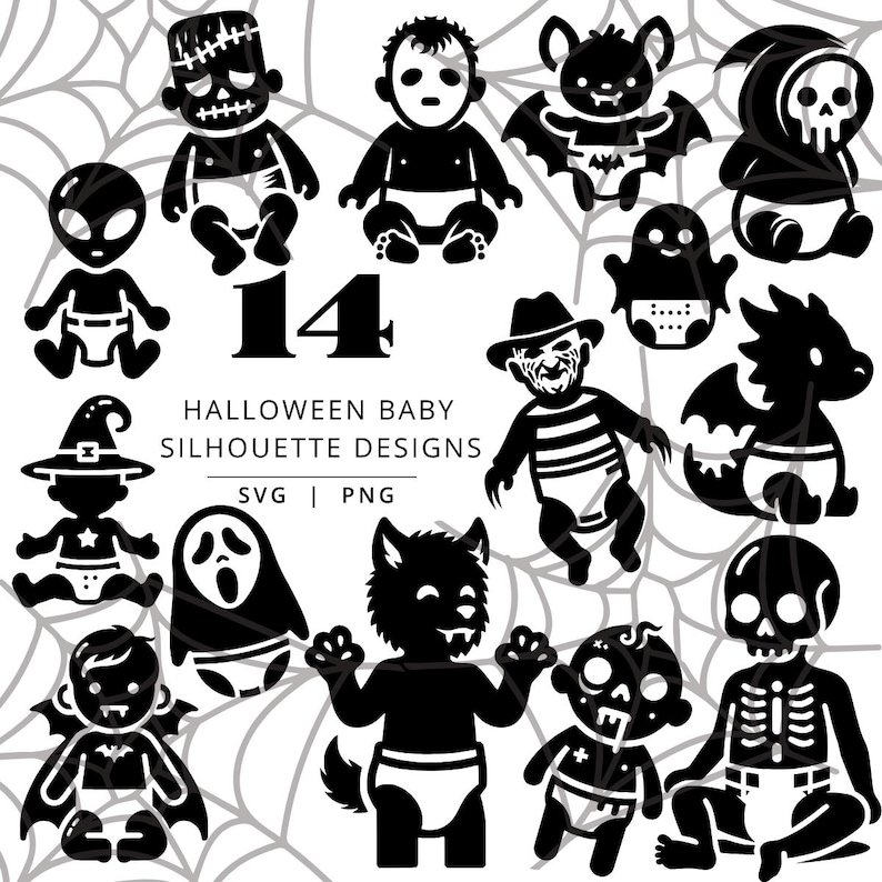 Halloween baby silhouette cut-file bundle