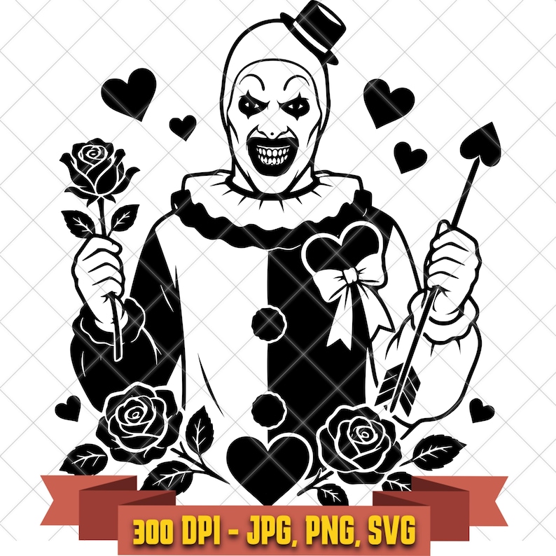 Creepy horror clown Valentine cut-file design