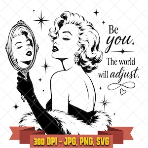 Design preview 1 of 2. Marilyn Monroe Portrait SVG, Vintage Glam Hollywood Silhouette Cut File, shown as downloadable artwork for Cricut, Silhouette, vinyl-cutting and printable craft projects.