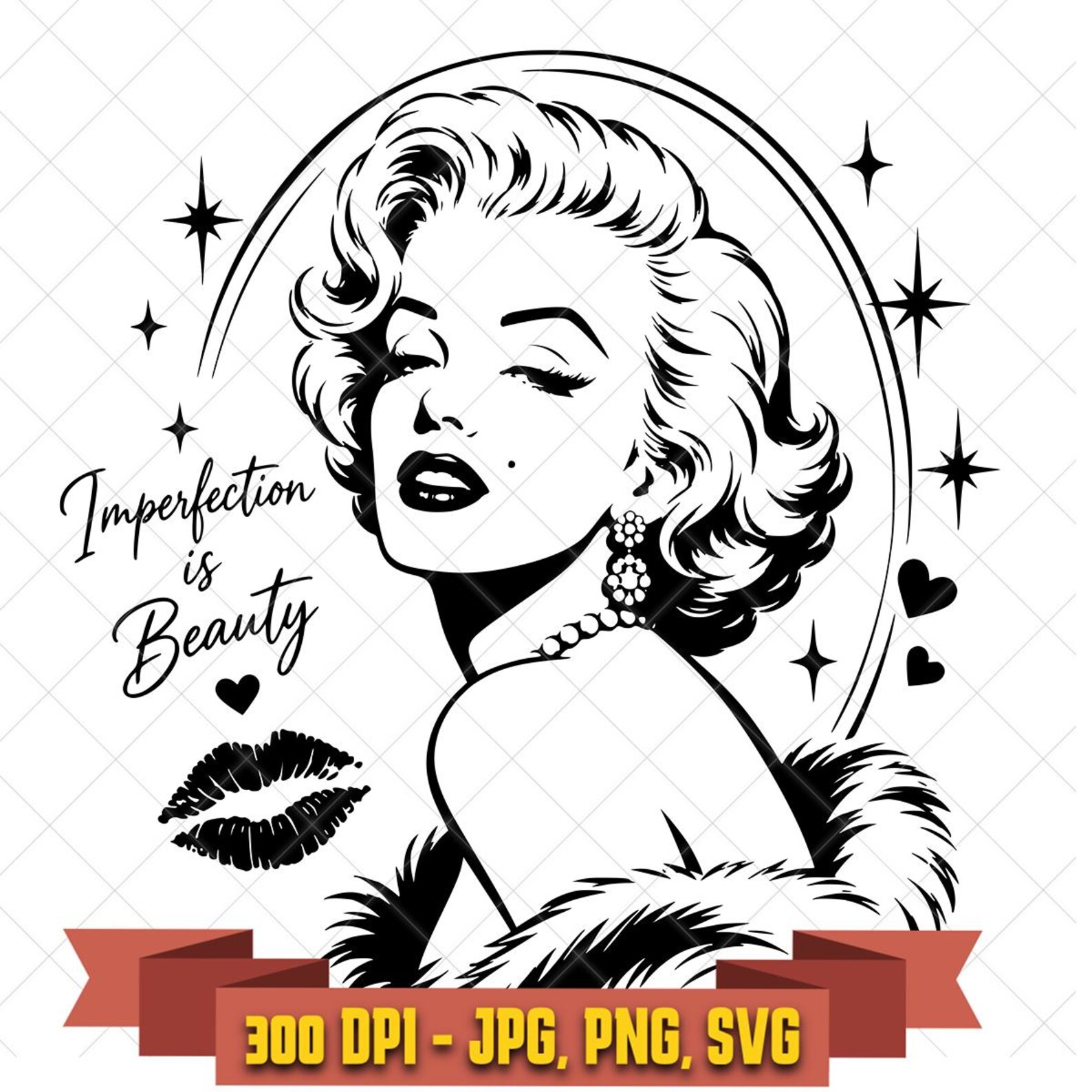 Marilyn Monroe Portrait SVG | Vintage Glam Hollywood Silhouette Cut File in the Marilyn Monroe collection by KleanKutChaos.