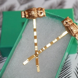 Night Owl Bobby Pins – Handmade Brass Hair Accessories, Symbolizing Wisdom & Transformation
