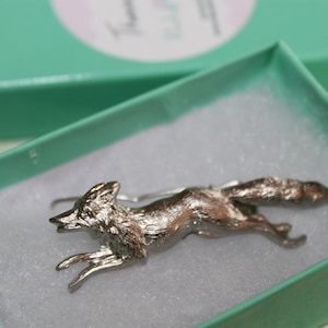 Petite Silver Fox French Barrette - Woodland hair | Foxy hair | Fox gift | Wedding hair | Nature lover | Forest Friends