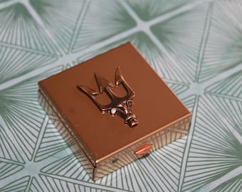 Small Trident Brass Trinket box, pill box, jewelry box, perfect for a Poseidon or Greek Mythology lover!