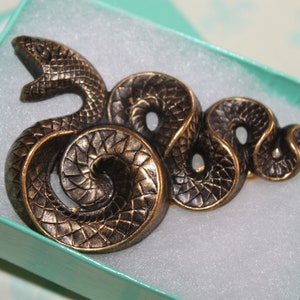 Antique Brass Snake French barrette for the snake fan or born in the year of the snake - 1941, 1953, 1965, 1977, 1989, 2001 or 2013!