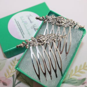 Silver Open Rose Hair Combs – Elegant and Timeless Hair Accessories, Perfect for Weddings, Special Occasions, or Everyday Wear