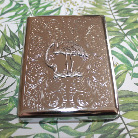 Victorian style Flamingo Cigarette Case, Wallet, Business Card Holder,  Playing Card Holder, Golf Tee Case, Florida Gift