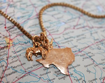 Texas and Longhorn Charm Necklace for the ultimate University of Texas fan or Texan gal - Texas gift | Texas jewelry | Texas charm | UT