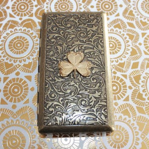 Irish Shamrock Victorian style etched Wallet, Cigarette case, Golf tee, Business Card Case - Irish gift | Ireland | St. Patrick's Day image 3