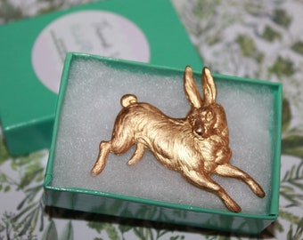 A running Hare for your hair!  Brass rabbit french barrette adds a bit of whimsy to your hair! 2023 is the year of the Rabbit!